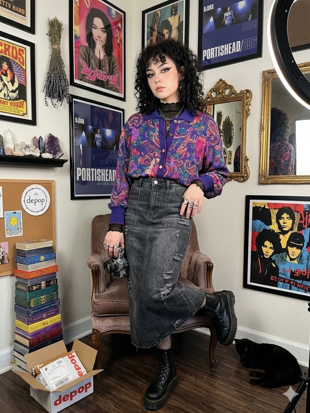 Vintage Paisley Button-Up Shirt in Purple & Pink